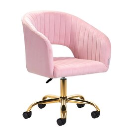 Mega Beauty Shop® Draaistoel LUX roze fluweel Mega Beauty Shop® Draaistoel LUX roze fluweel