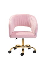 Mega Beauty Shop® Draaistoel LUX roze fluweel