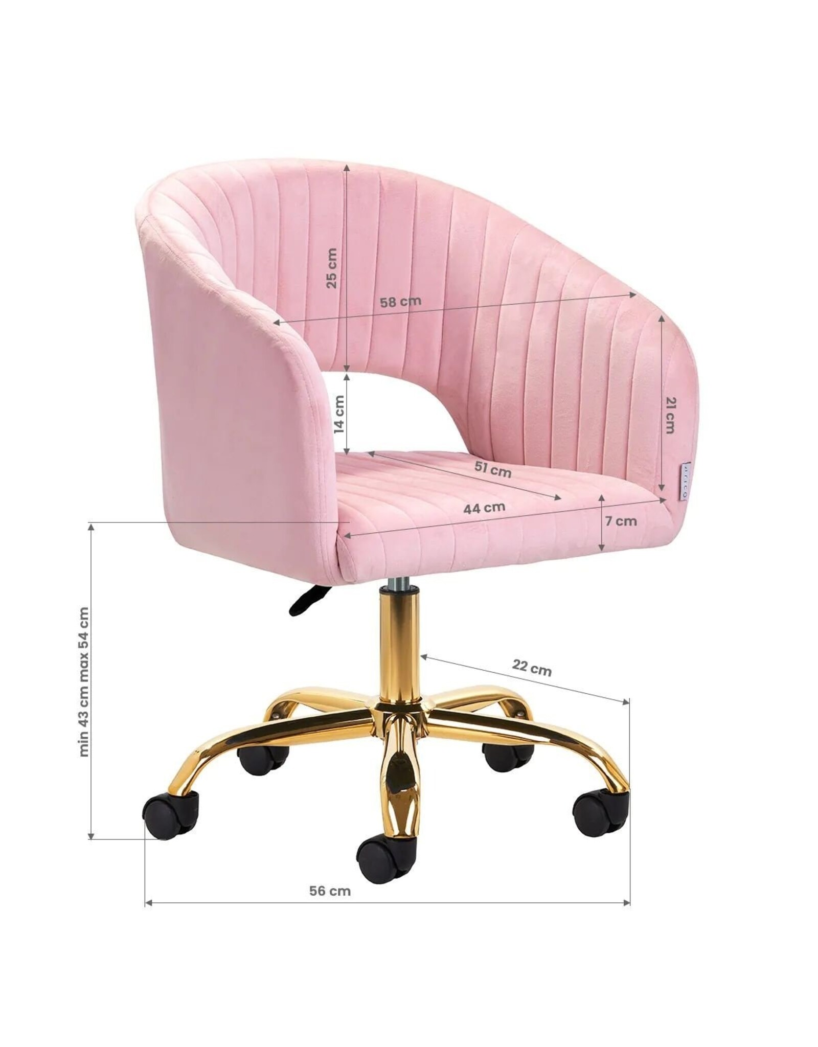 Mega Beauty Shop® Draaistoel LUX roze fluweel