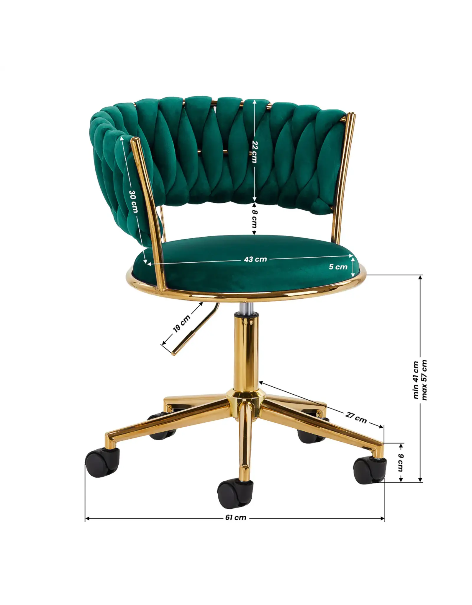 Mega Beauty Shop® Draaistoel LUX Groen fluweel