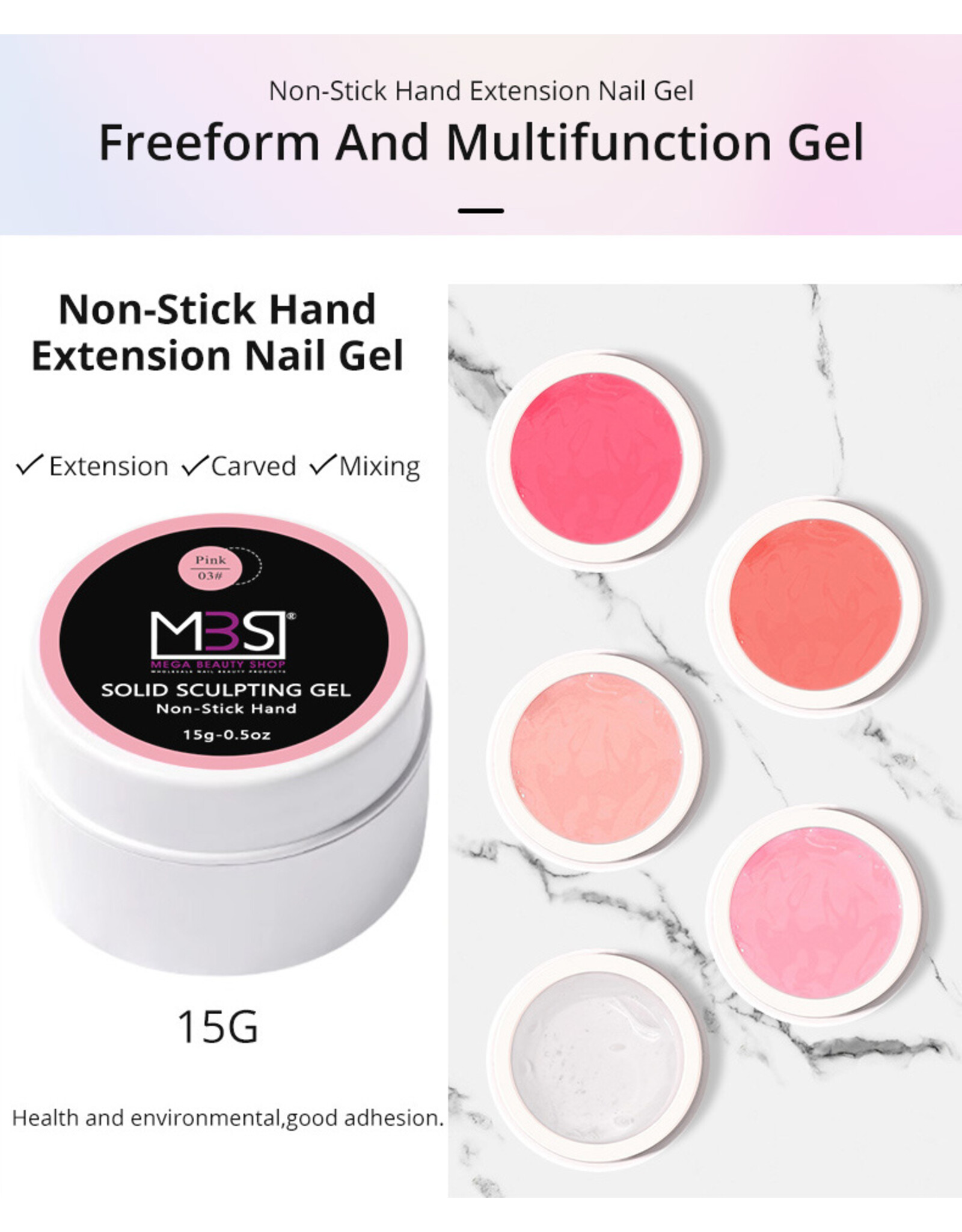 Mega Beauty Shop® Sculpting  3d gel nude 15gram TPO free