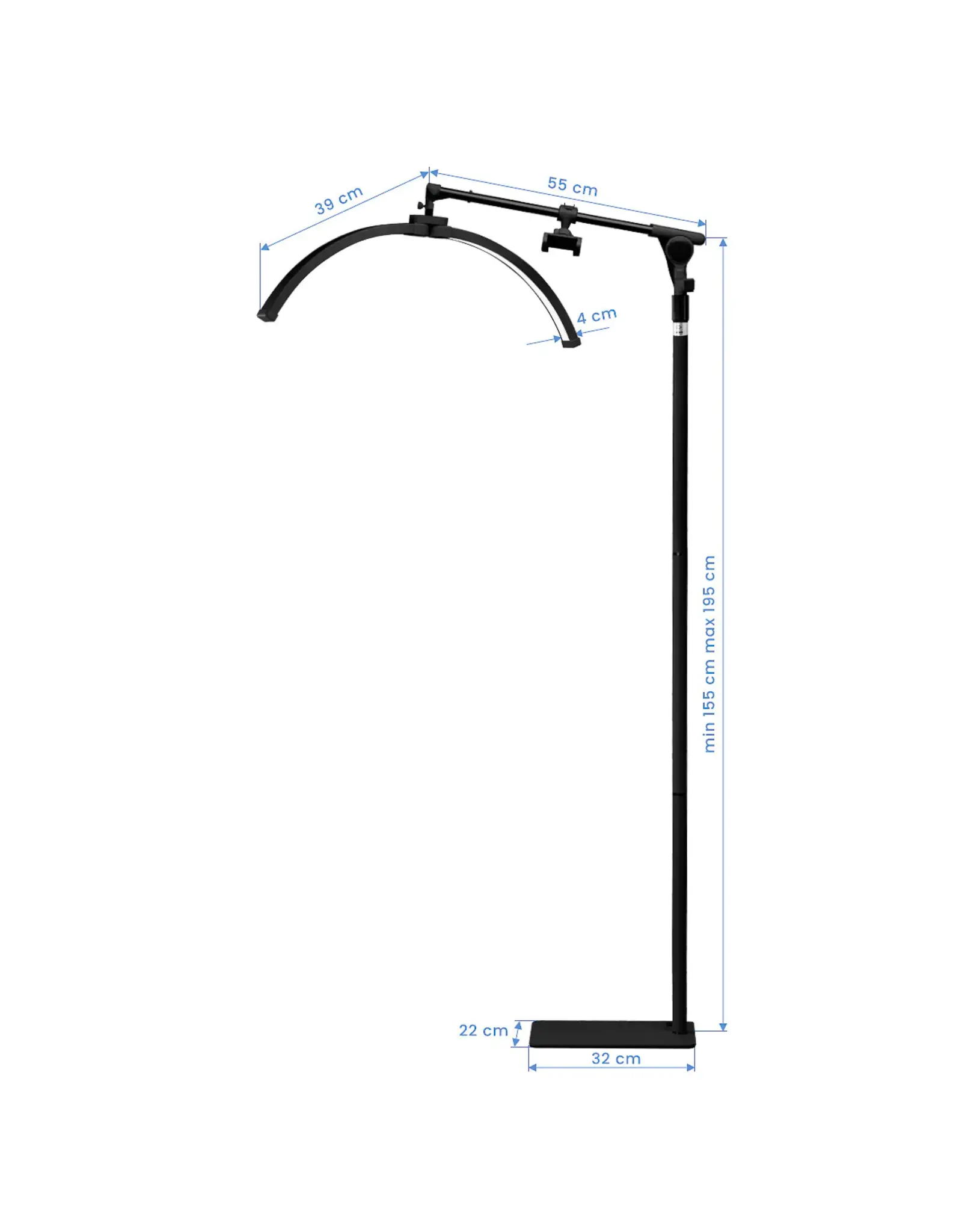 Mega Beauty Shop® Half Moon Light LED Moonlight Zwart met statief