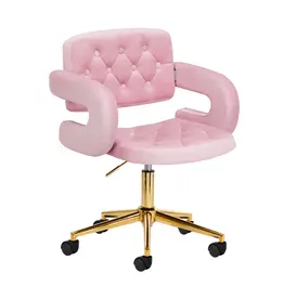 Mega Beauty Shop® Draaistoel LUX roze fluweel