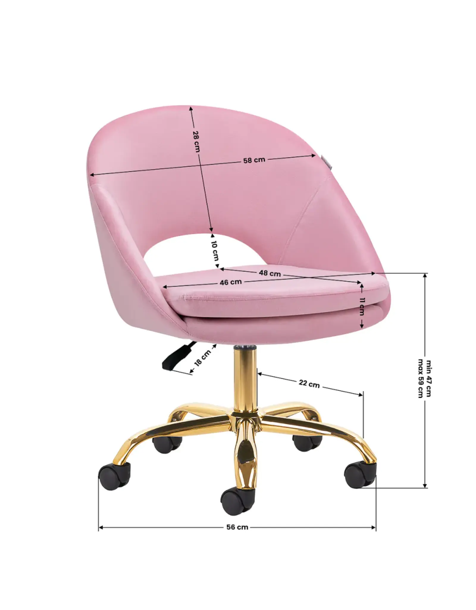 Mega Beauty Shop® Draaistoel LUX roze fluweel