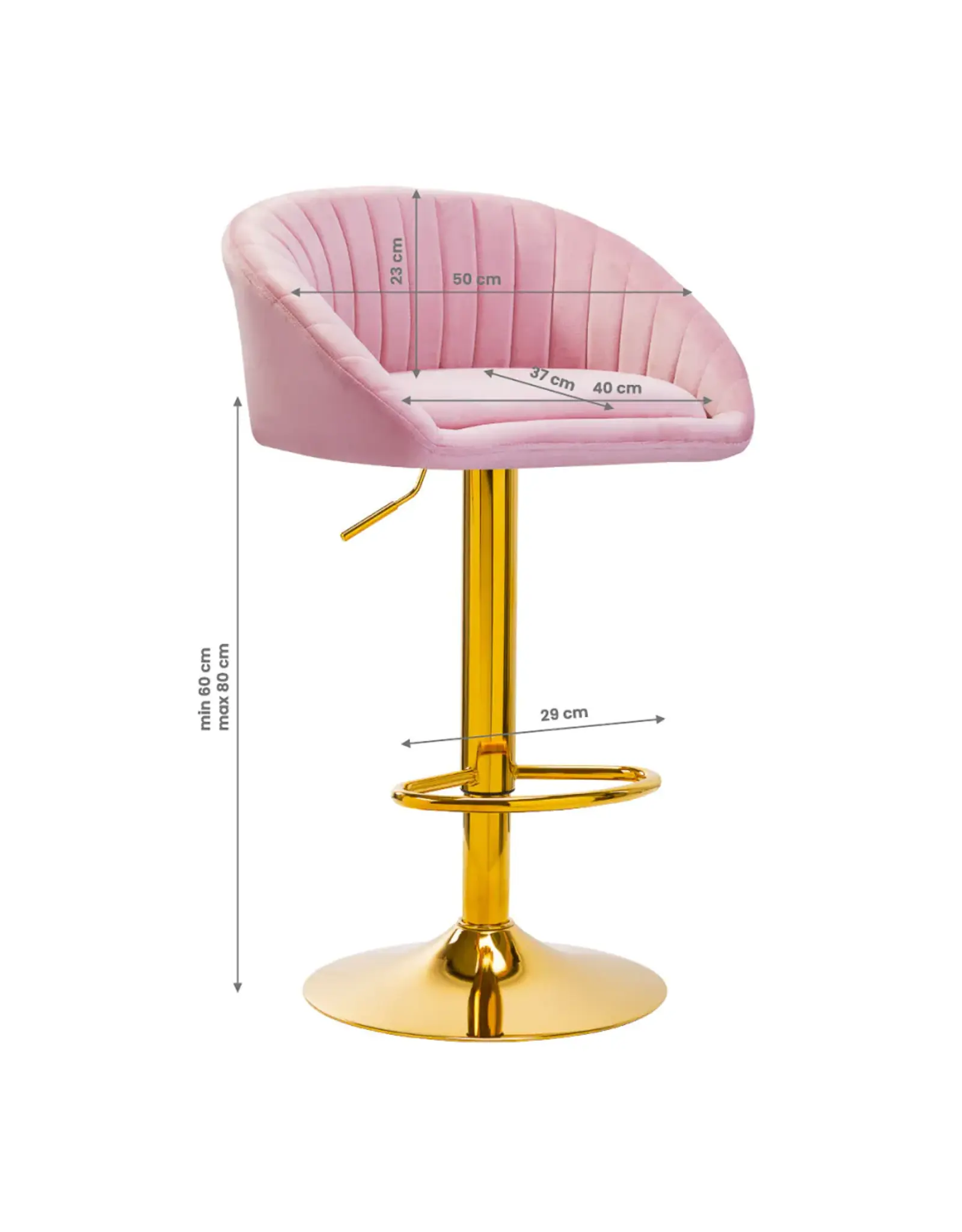 Mega Beauty Shop® Barkruk LUX roze fluweel