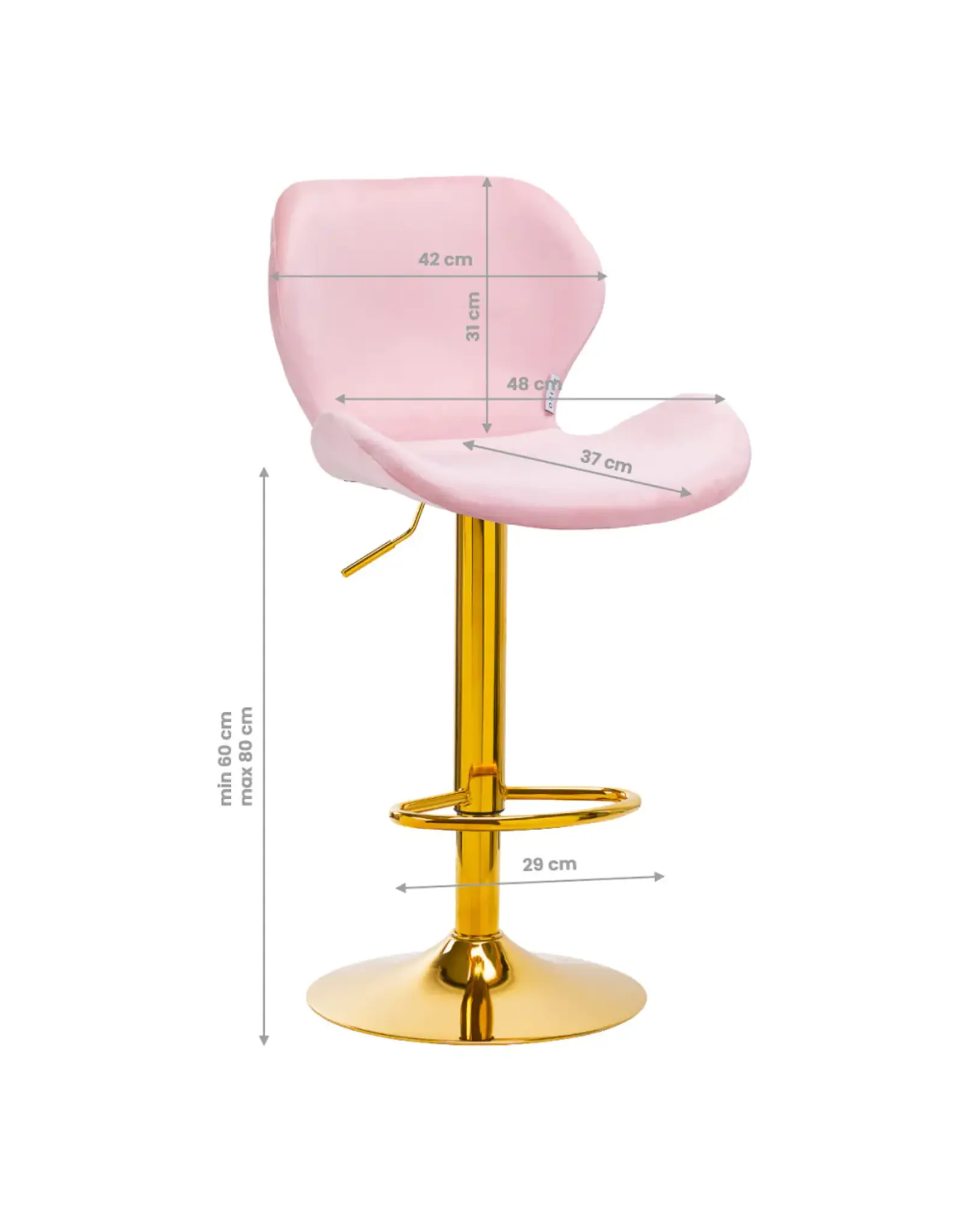 Mega Beauty Shop® Barkruk LUX roze fluweel