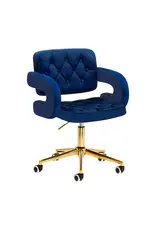 Mega Beauty Shop® Draaistoel LUX marineblauw fluweel