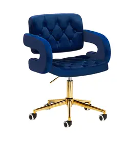 Mega Beauty Shop® Draaistoel LUX marineblauw fluweel