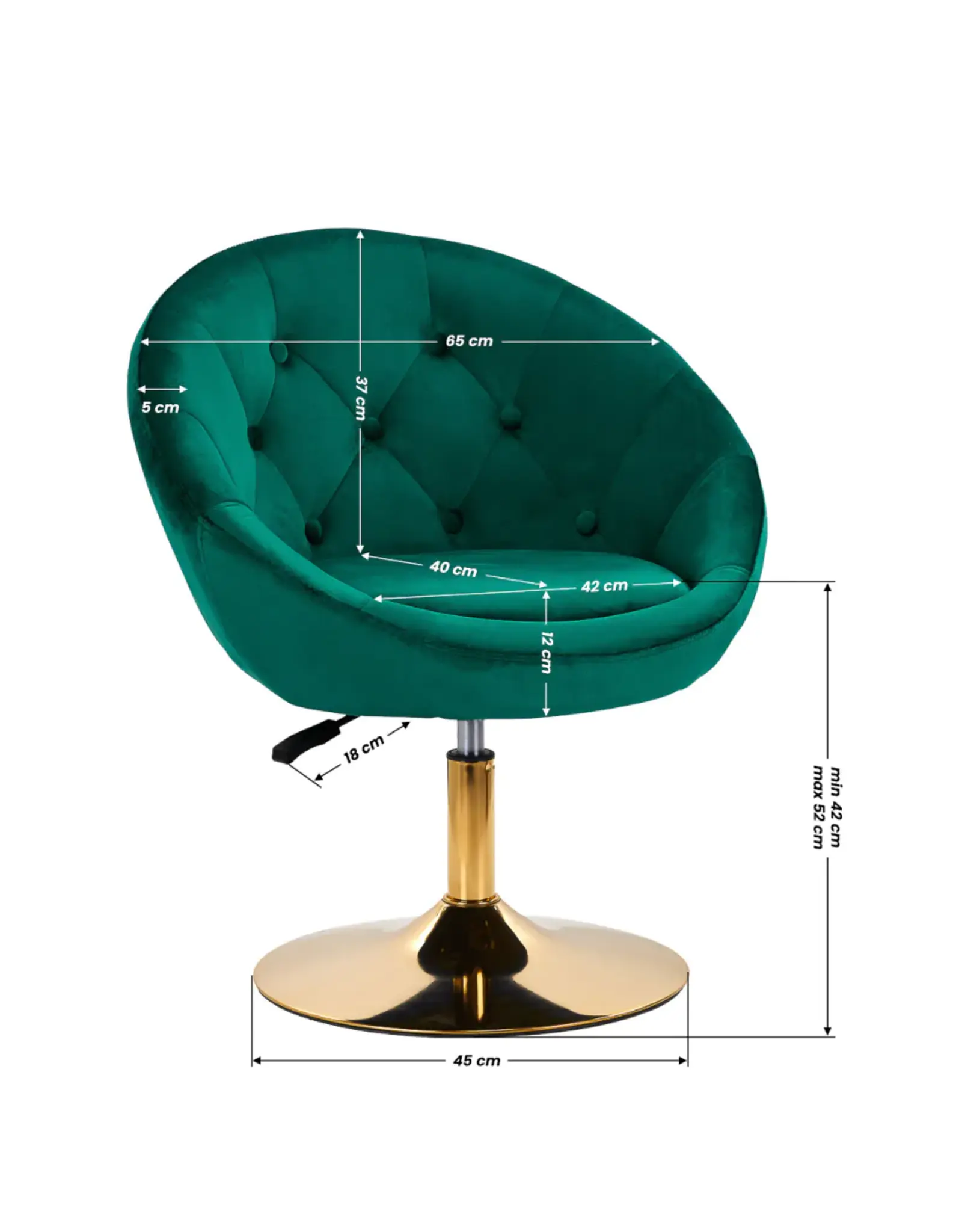 Mega Beauty Shop® Draaistoel LUX groen fluweel