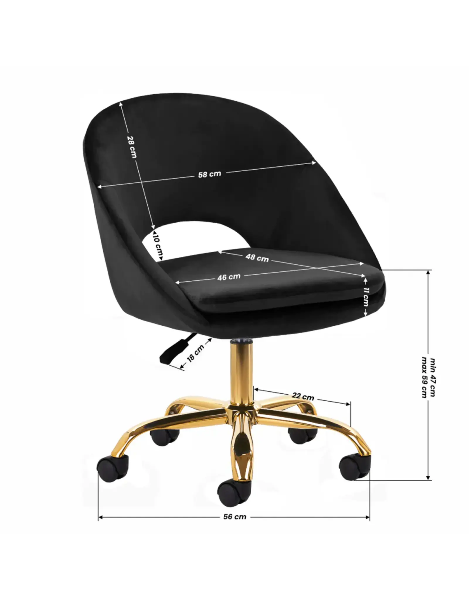 Mega Beauty Shop® Draaistoel LUX zwart fluweel