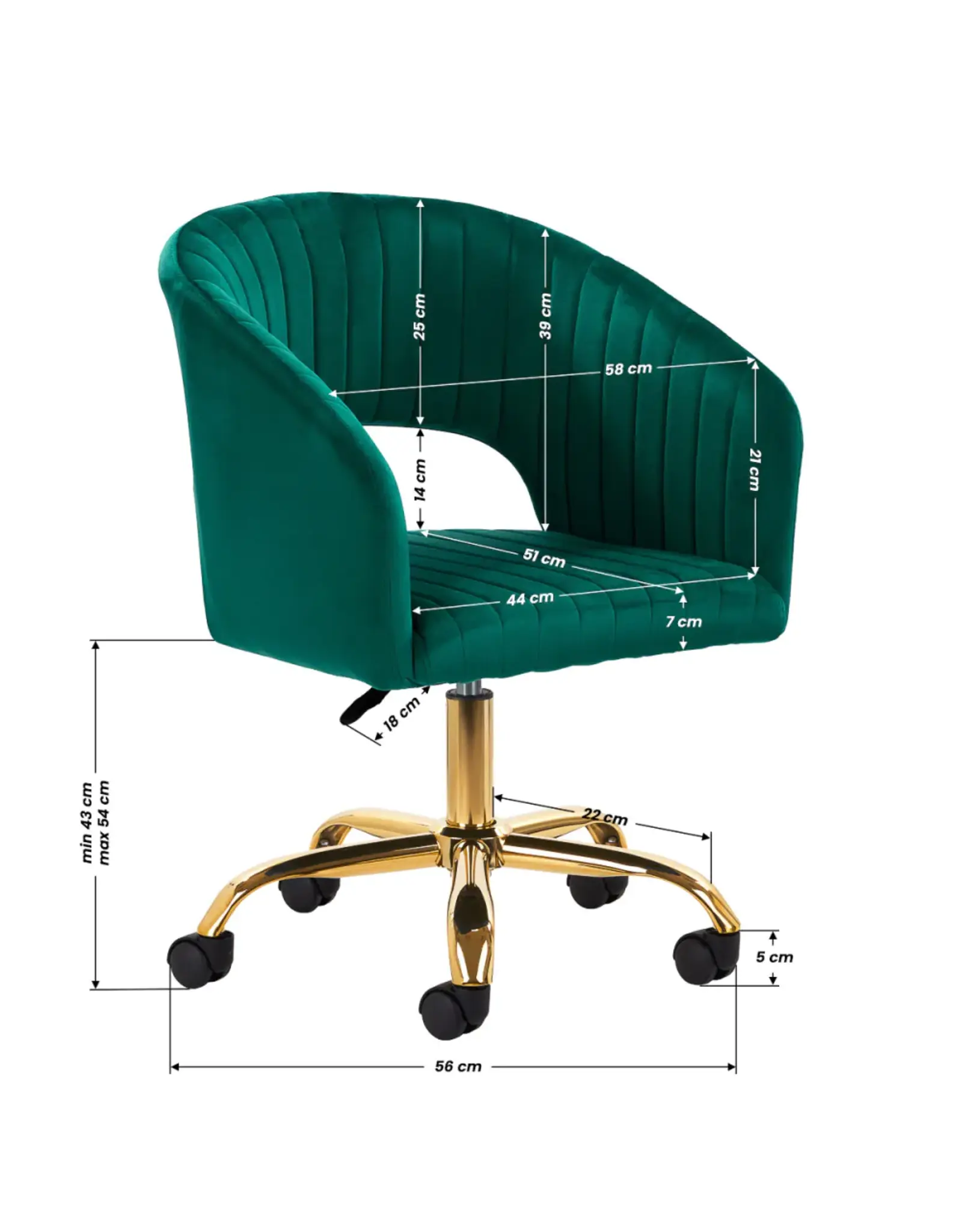 Mega Beauty Shop® Draaistoel LUX groen fluweel