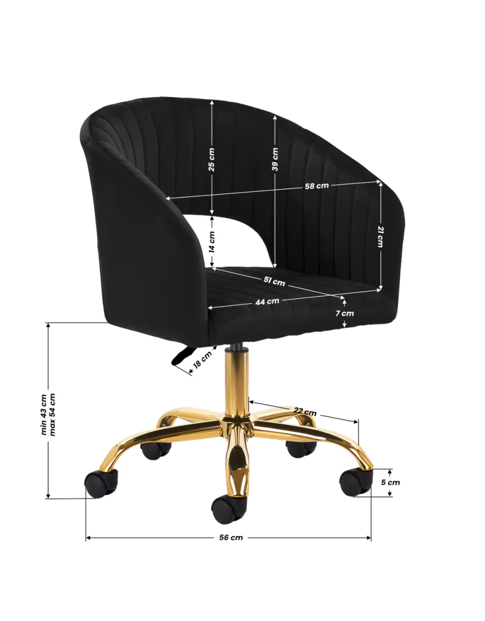 Mega Beauty Shop® Draaistoel LUX zwart fluweel