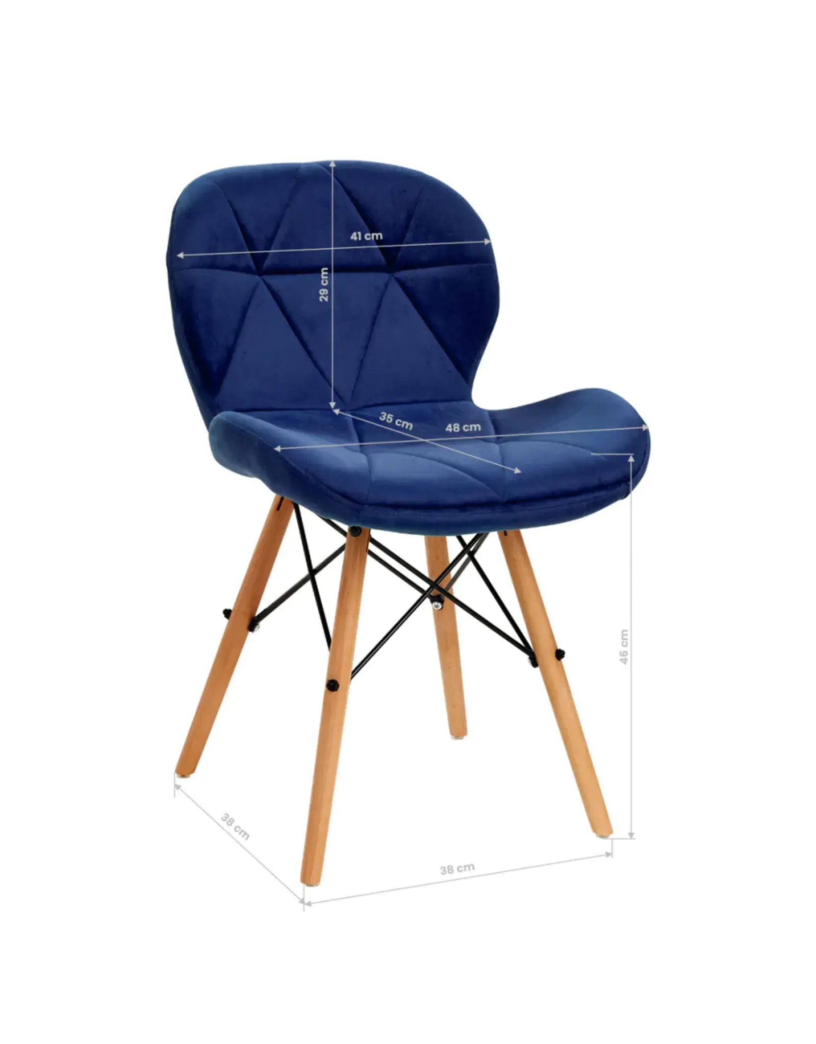 Mega Beauty Shop® Stoel LUX Blauw Fluweel