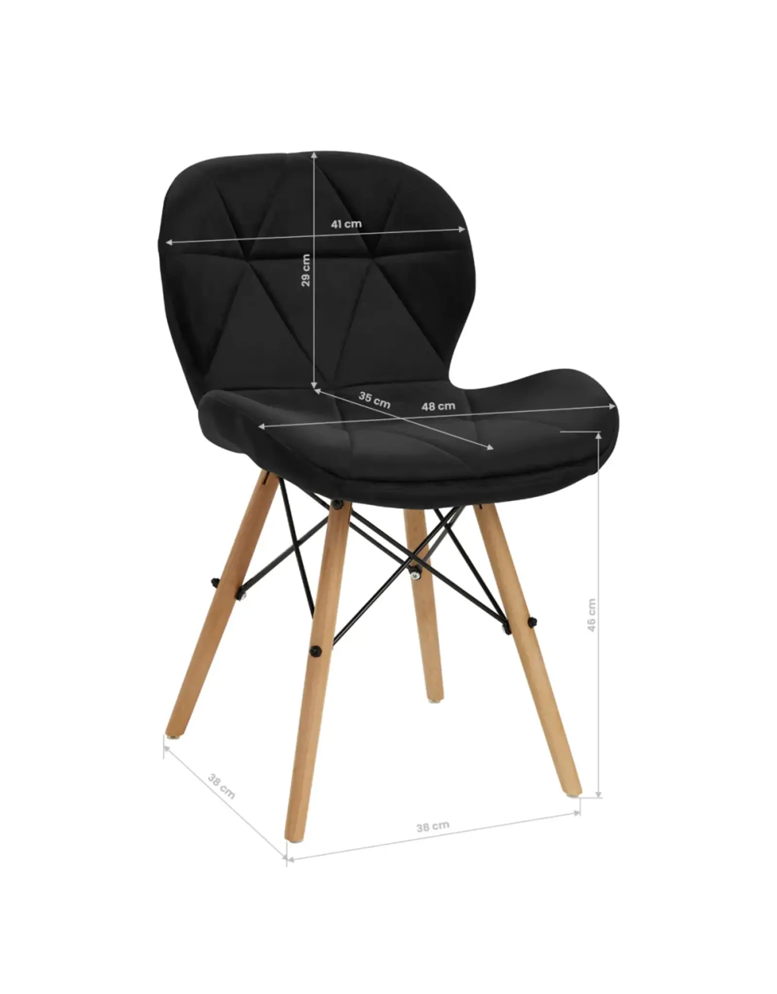 Mega Beauty Shop® Stoel LUX Zwart Fluweel