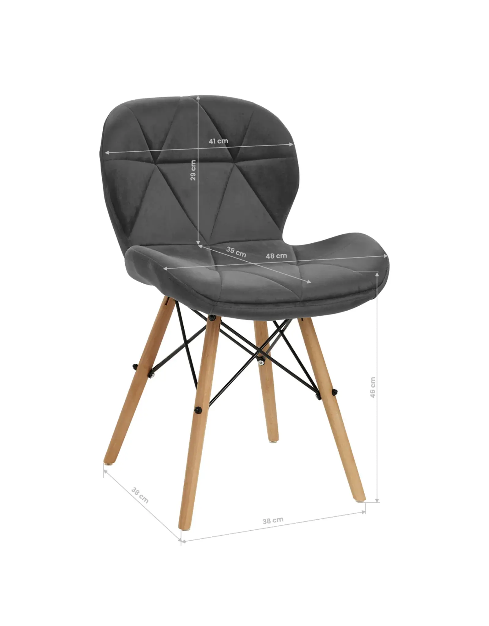 Mega Beauty Shop® Stoel LUX Grijs Fluweel