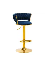 Mega Beauty Shop® Barkruk LUX Blauw fluweel