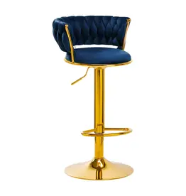 Mega Beauty Shop® Barkruk LUX Blauw fluweel