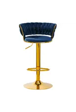 Mega Beauty Shop® Barkruk LUX Blauw fluweel