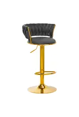 Mega Beauty Shop® Barkruk LUX Grijs fluweel