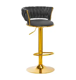 Mega Beauty Shop® Barkruk LUX Grijs fluweel