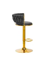 Mega Beauty Shop® Barkruk LUX Grijs fluweel