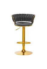 Mega Beauty Shop® Barkruk LUX Grijs fluweel