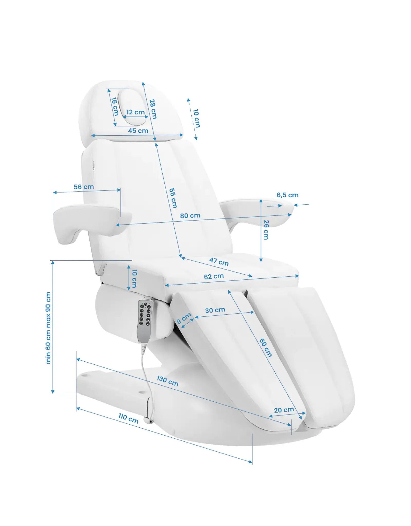 Mega Beauty Shop® Elektrische behandelstoel Wit  (5 motoren)