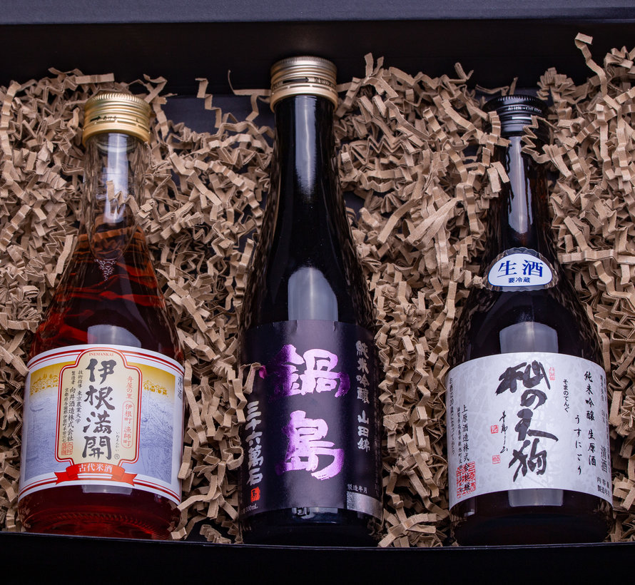 Sake proeverij 3x 300ml Cadeau pakket