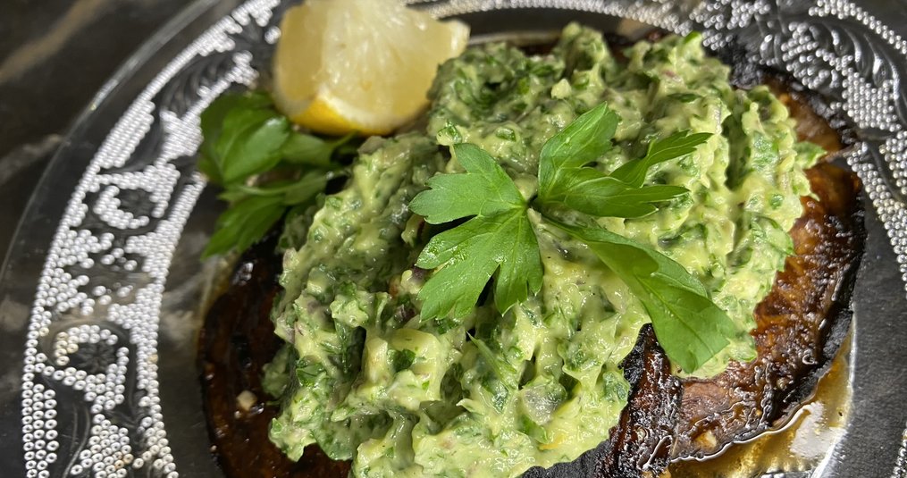 Portobello steak with avocado chimichurri