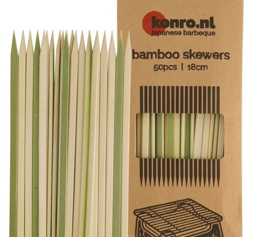 Flat bamboo skewer 50pcs 18cm