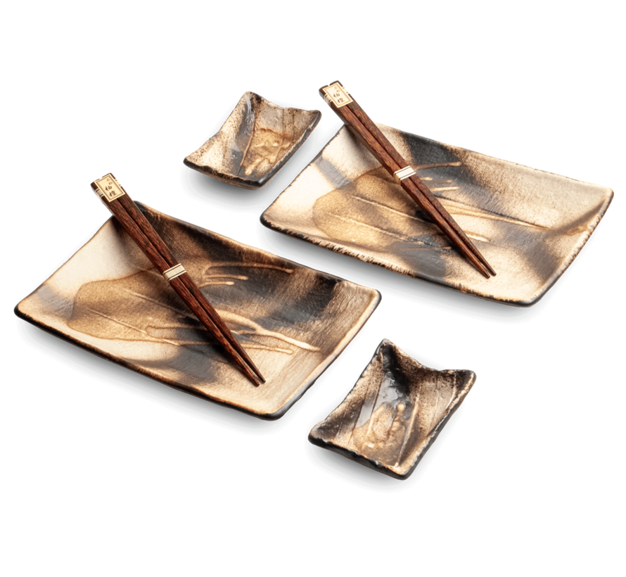 Sushi servies cadeauset - goudkleurig