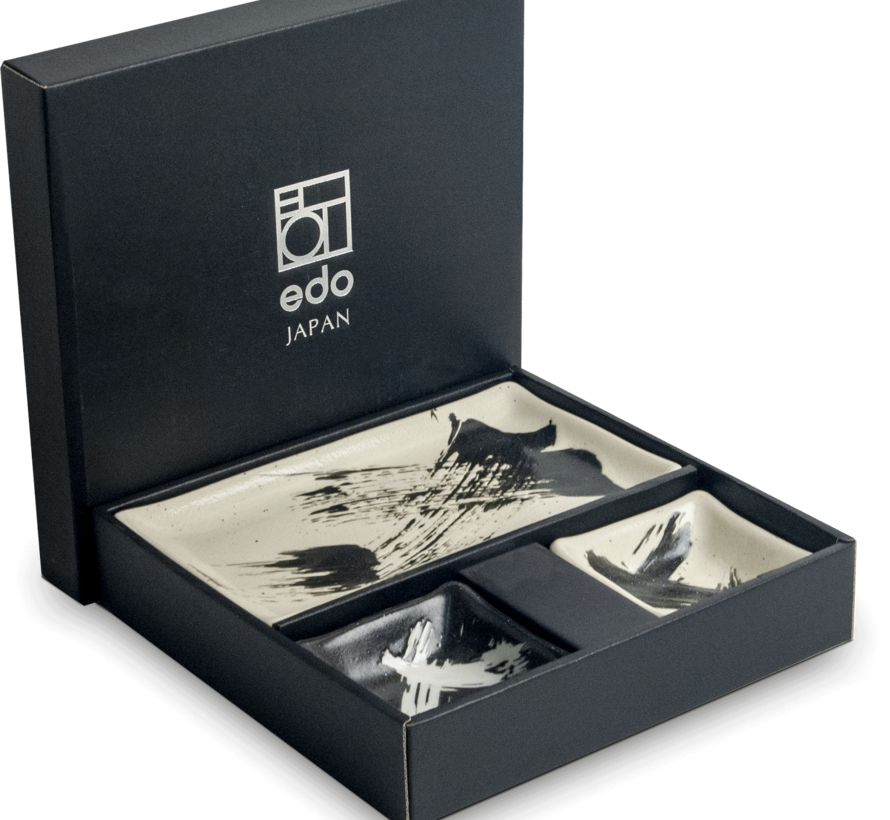 Sushi servies cadeauset - zwart en wit
