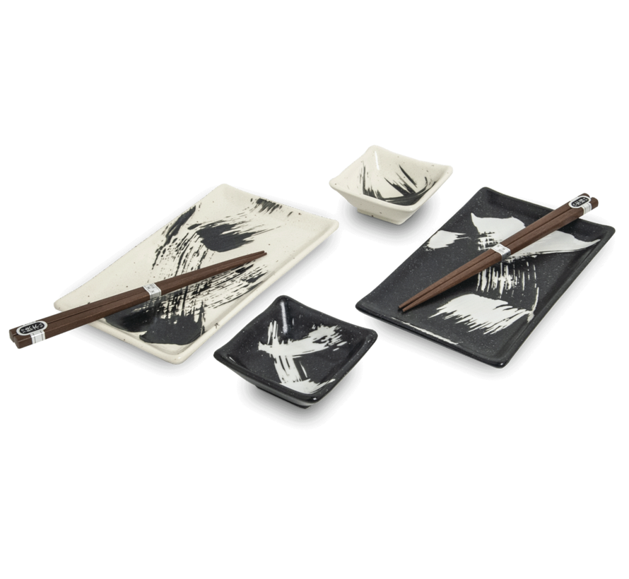 Sushi tableware gift set - black and white