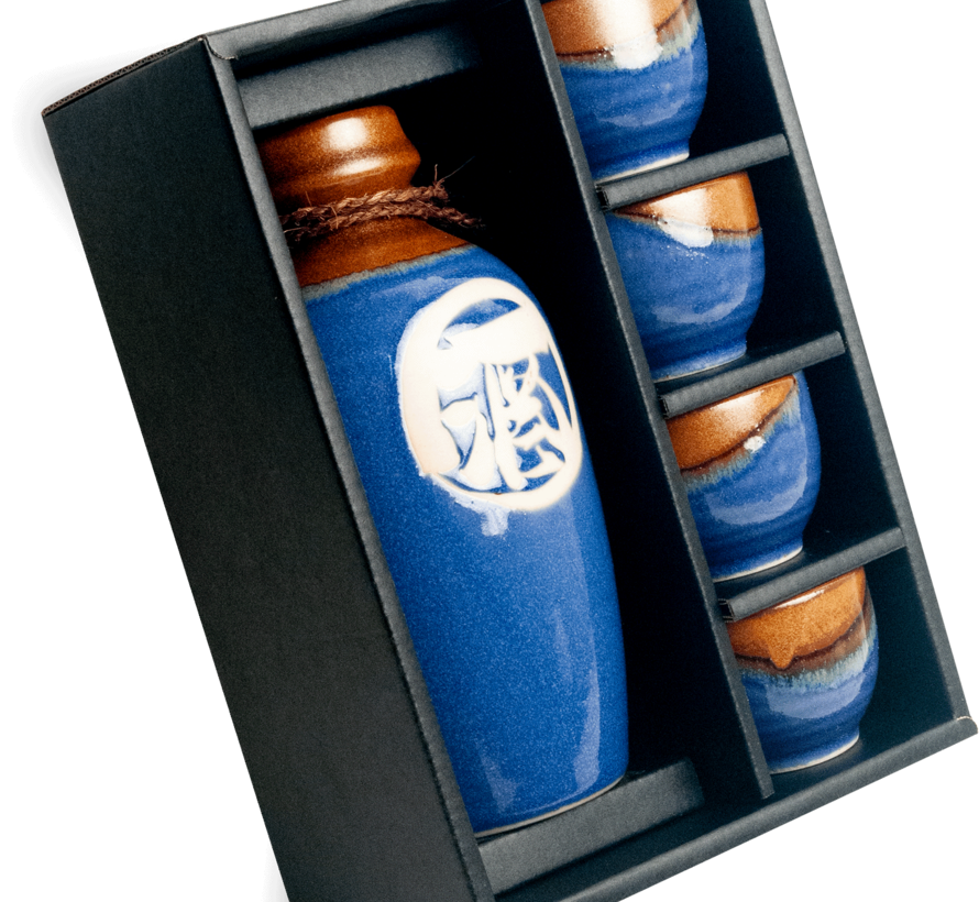 Sake servies cadeauset - blauw