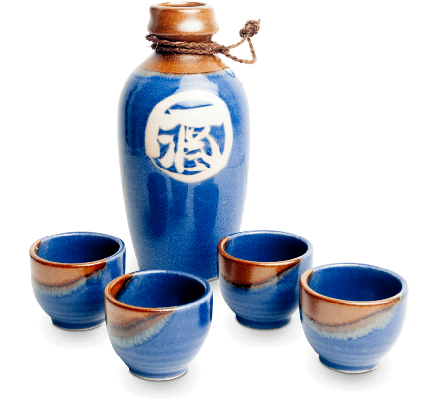 Sake tableware gift set - blue