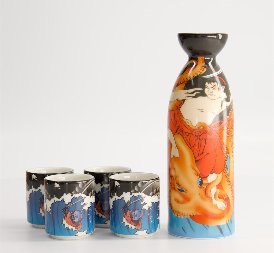 Sake tableware gift set - octopus