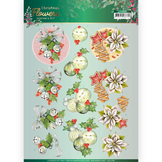 Jeanine's art 3D Knipvel - Christmas Flowers - Christmas Bells