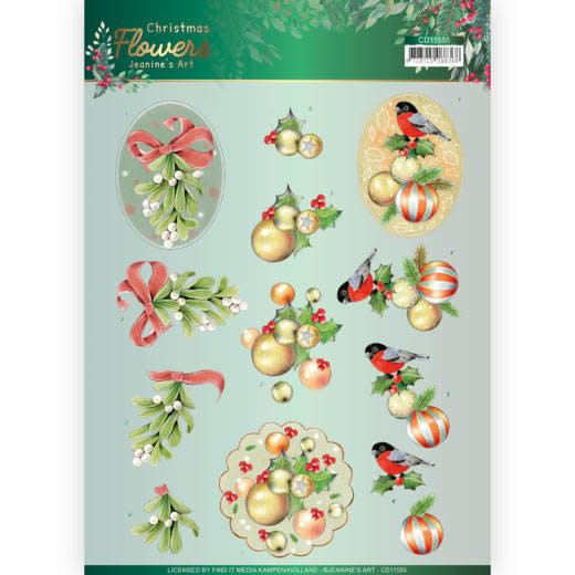 Jeanine's Art 3D Knipvel - Christmas Flowers - Mistle Toe