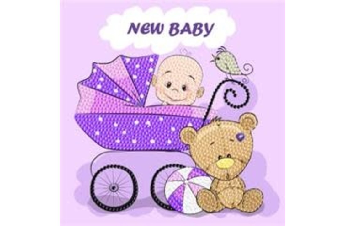 Crystal Card New Baby 18 x 18cm