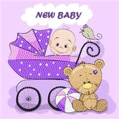 Crystal Card New Baby 18 x 18cm