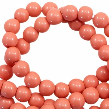 4 mm glaskralen opaque Coral rose peach