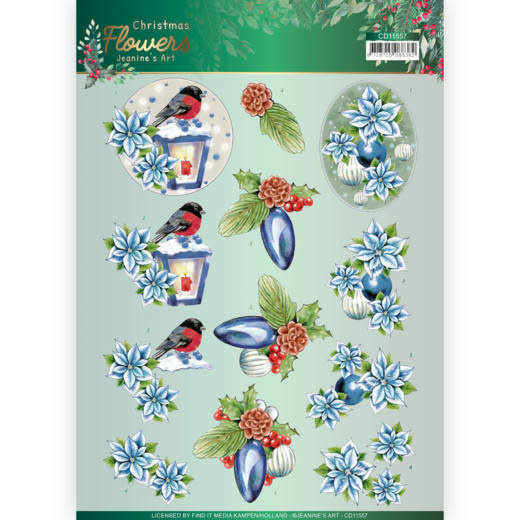 Jeanine's art 3D Knipvel - Christmas Flowers - Christmas Lantern