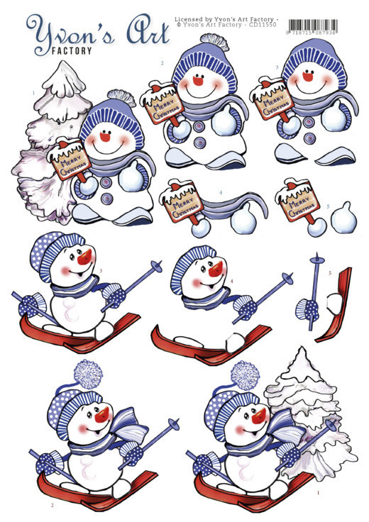 Yvons Art 3D Knipvel - Snowmen