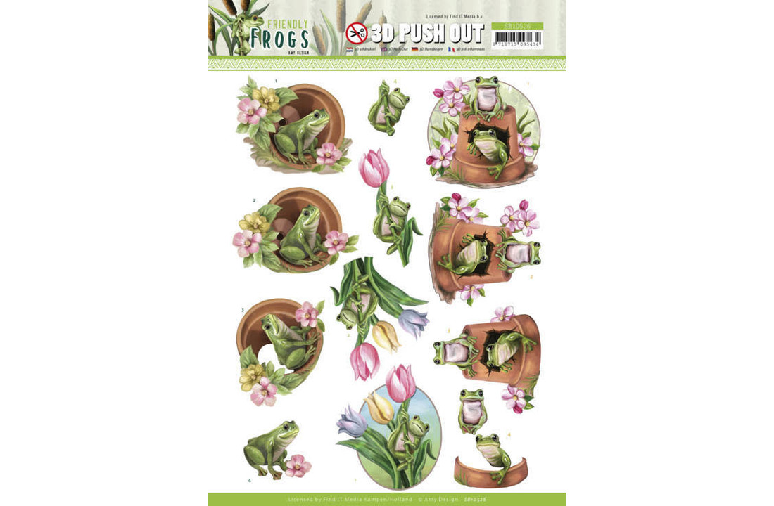 Amy Design - 3D Push Out - Friendly Frogs - Flower Frogs
