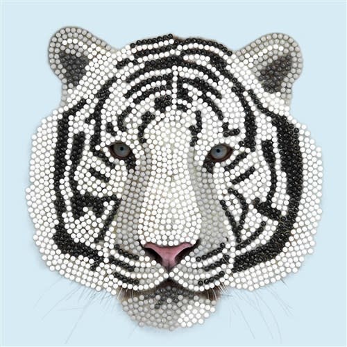 Crystal Art Card Witte Tijger 18 x 18cm