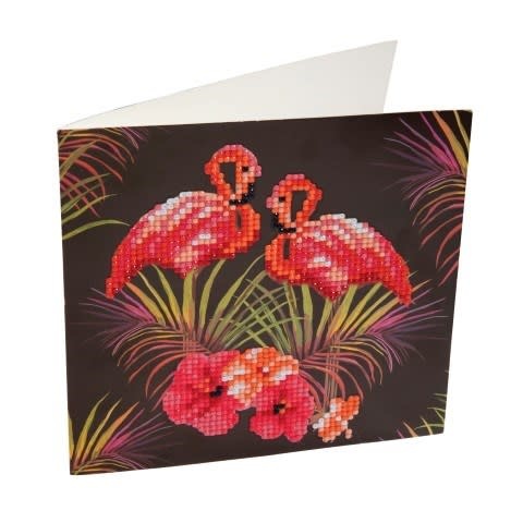Crystal Card Kit Pink Flamingoes 18 x 18cm