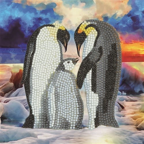 Crystal Art Cards Penguin Family 18 x 18cm