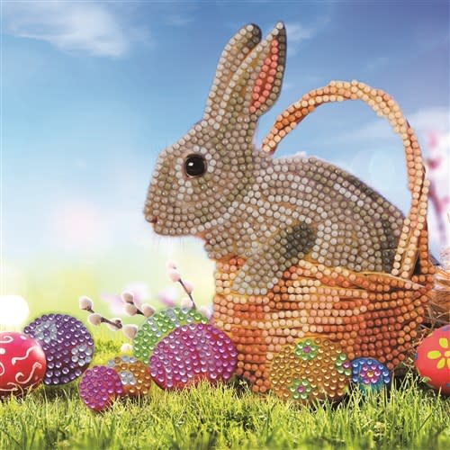 Crystal art Card kit Little Bunny Basket 18 x 18cm