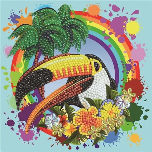 Crystal Art Card Rainbow Toucan 18 x 18cm