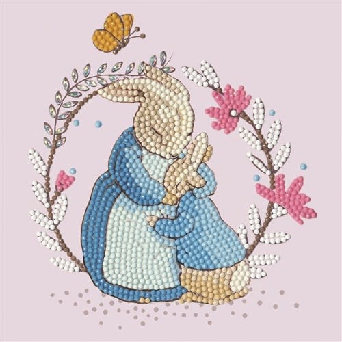 Crystal art Card kit Peter Rabbit and Mum 18 x 18cm